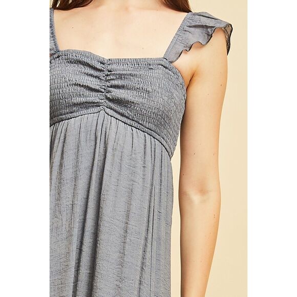 Long Tiered Maxi Sundress in Denim Color by Entro - Picture 6 of 8